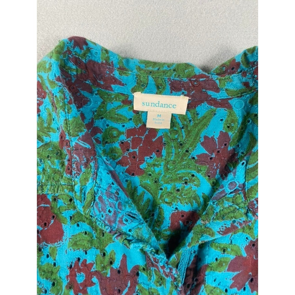 Sundance Shirt Sz M Floral Eyelet Boho Relaxed Pleated Western Boho Cowgirl - Picture 3 of 14